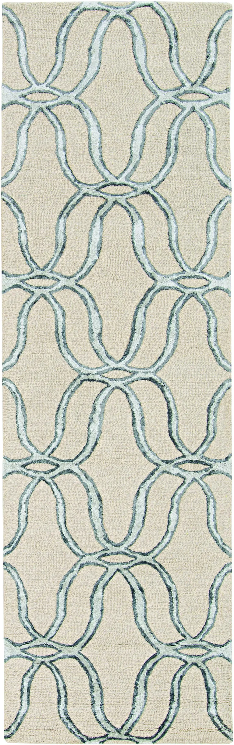 Silver Ivory Hand Tufted Vermicular Indoor Area Rug Photo 3