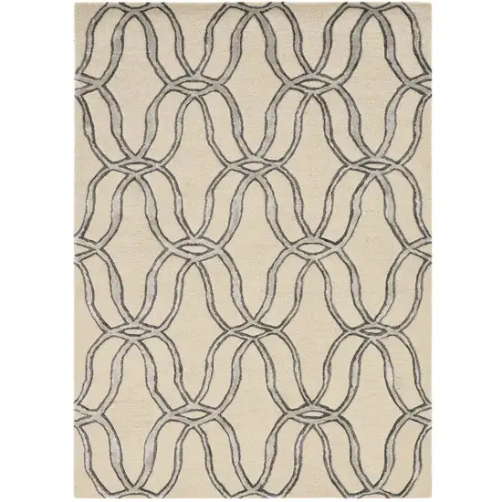 Silver Ivory Hand Tufted Vermicular Indoor Area Rug Photo 2