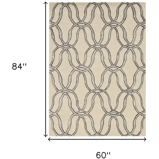 Silver Ivory Hand Tufted Vermicular Indoor Area Rug Photo 3