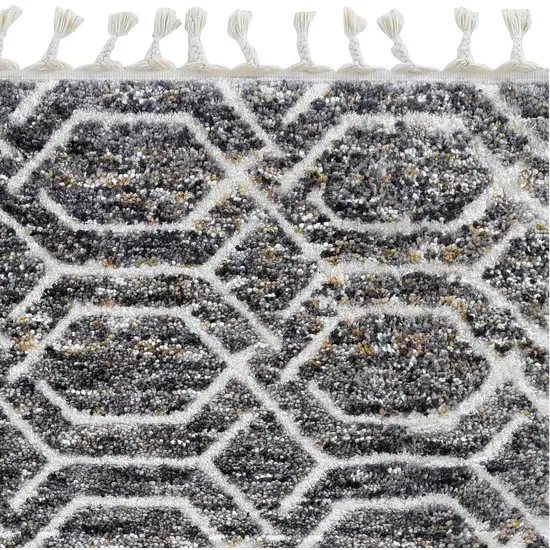 Silver Ivory Hand Tufted Vermicular Indoor Area Rug Photo 4