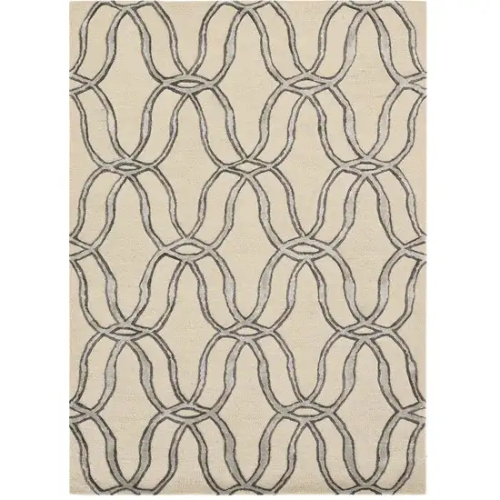 Silver Ivory Hand Tufted Vermicular Indoor Area Rug Photo 2