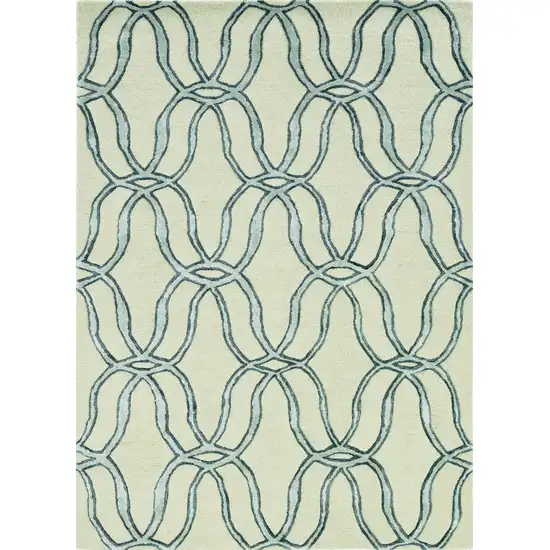 Silver Ivory Hand Tufted Vermicular Indoor Runner Rug Photo 1