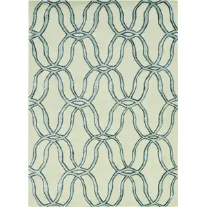 Photo of Silver Ivory Hand Tufted Vermicular Indoor Runner Rug