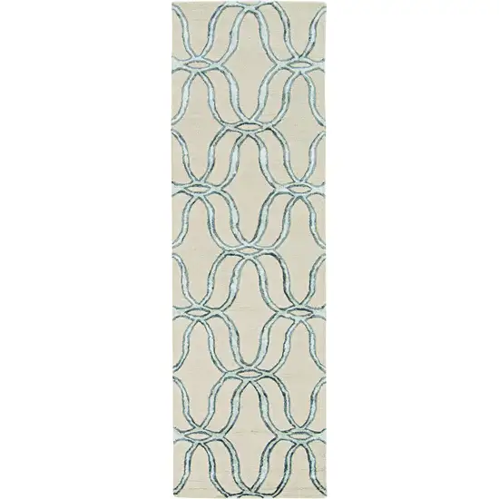 Silver Ivory Hand Tufted Vermicular Indoor Runner Rug Photo 3