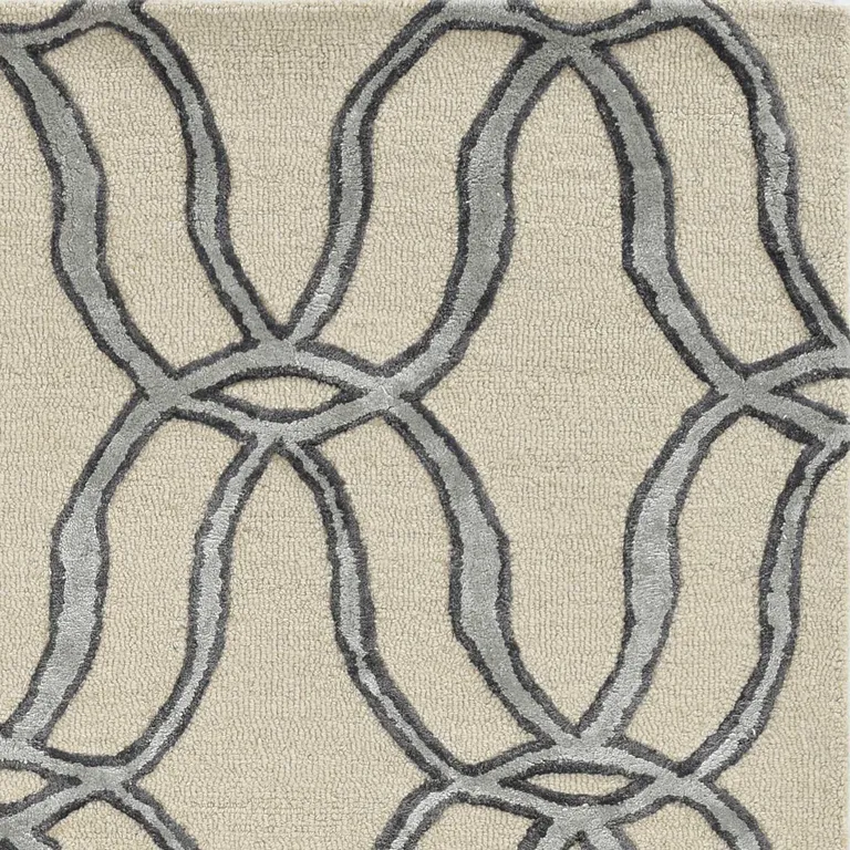 Silver Ivory Hand Tufted Vermicular Indoor Runner Rug Photo 4