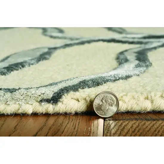 Silver Ivory Hand Tufted Vermicular Indoor Runner Rug Photo 5