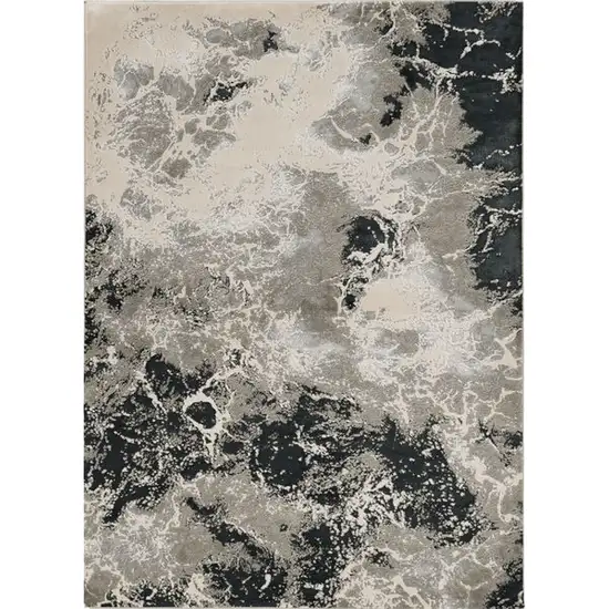 8'X11' Silver Machine Woven Abstract Watercolor Indoor Area Rug Photo 6