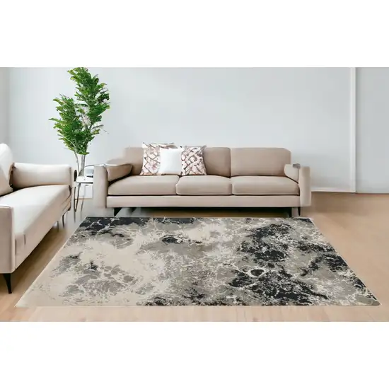 8'X11' Silver Machine Woven Abstract Watercolor Indoor Area Rug Photo 1