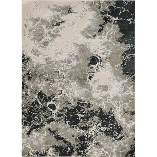 8'X11' Silver Machine Woven Abstract Watercolor Indoor Area Rug Photo 2