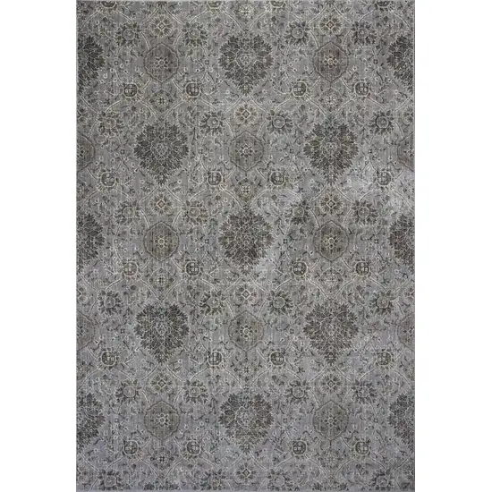 Silver Machine Woven Floral Traditional Allover Indoor Accent Rug Photo 1