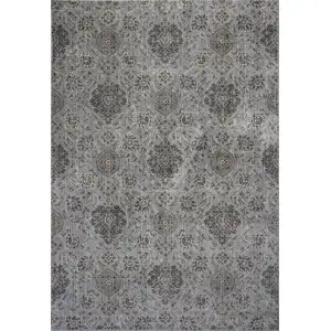 Photo of Silver Machine Woven Floral Traditional Allover Indoor Accent Rug