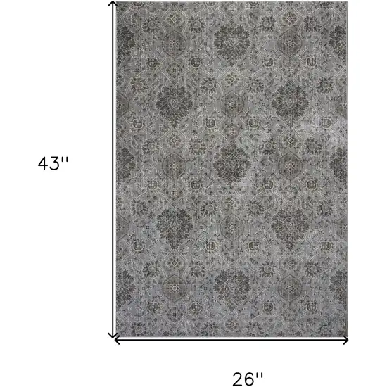 Silver Damask Area Rug Photo 6