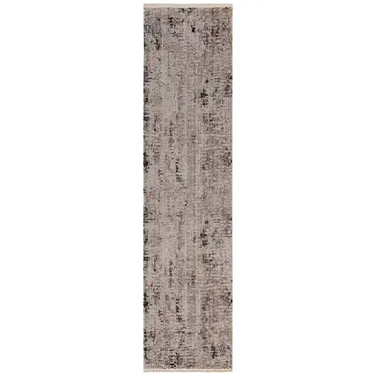 7' Silver Machine Woven Shrank Abstract Design Indoor Runner Rug Photo 1