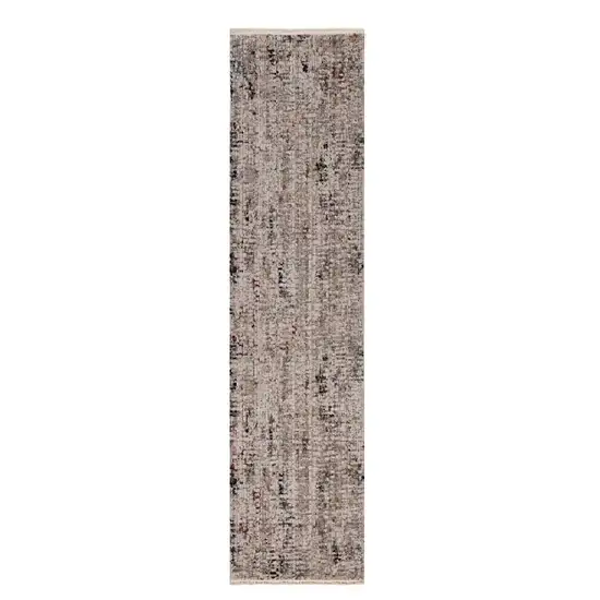 7' Silver Machine Woven Shrank Abstract Design Indoor Runner Rug Photo 2