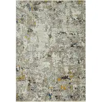 Photo of Silver Machine Woven Shrank Abstract Design Indoor Runner Rug