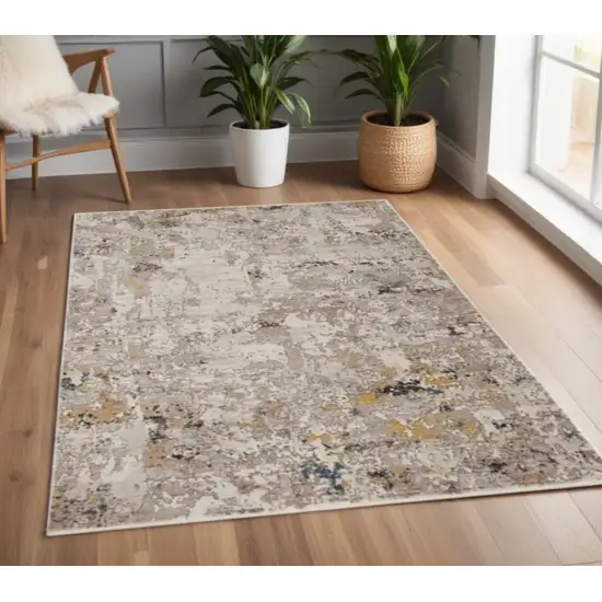 Silver Machine Woven Shrank Abstract Industrial Style Indoor Area Rug Photo 2