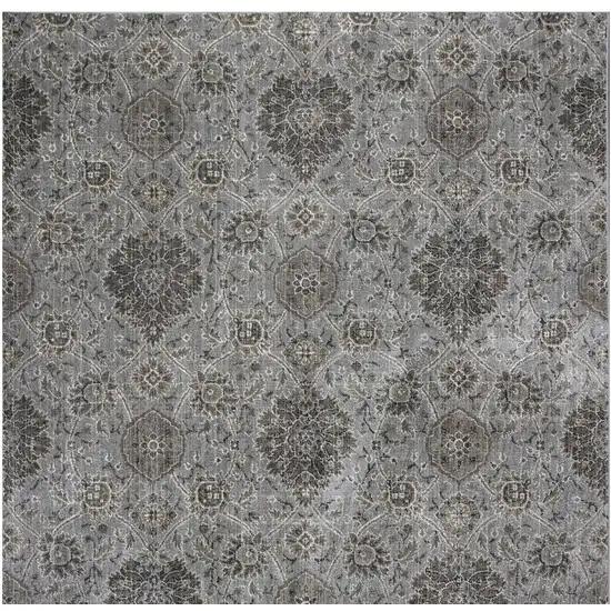 Silver Machine Woven Traditional Floral Indoor Area Rug Photo 2