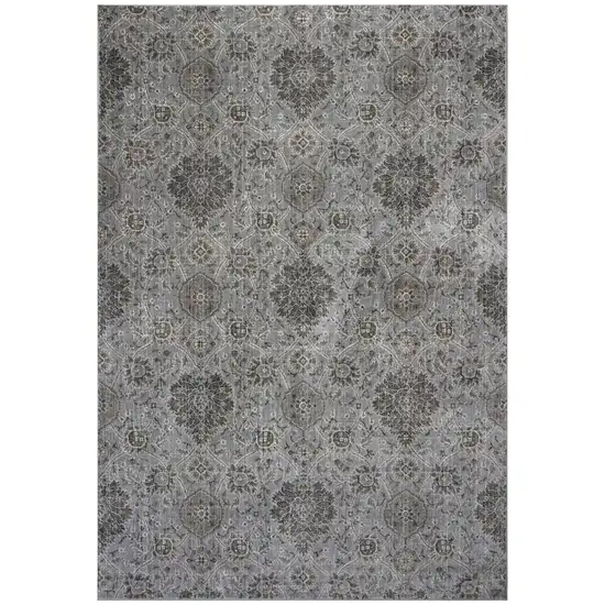 Silver Machine Woven Traditional Floral Indoor Area Rug Photo 1