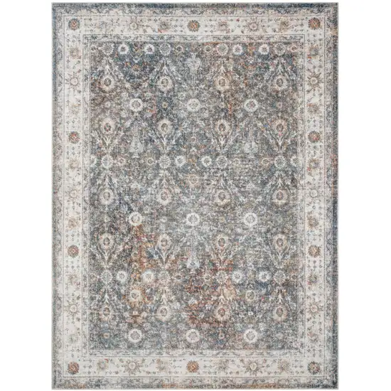 Silver Oriental Power Loom Washable Area Rug Photo 1