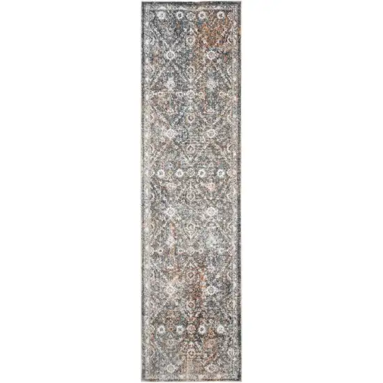 Silver Oriental Power Loom Washable Area Rug Photo 1