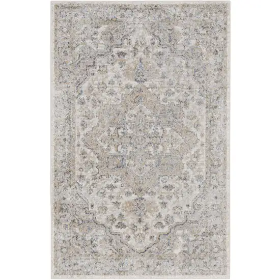 Silver Oriental Power Loom Washable Area Rug Photo 1