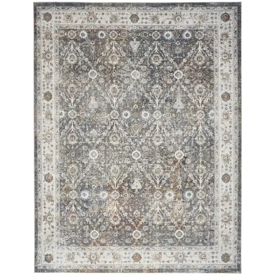 Silver Oriental Power Loom Washable Area Rug Photo 1