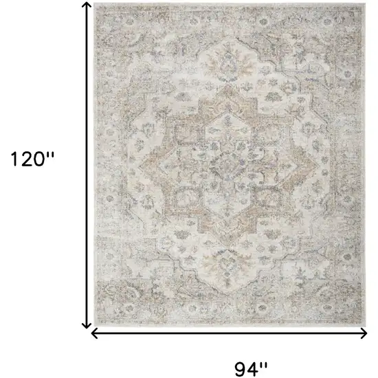 Silver Oriental Power Loom Washable Area Rug Photo 7