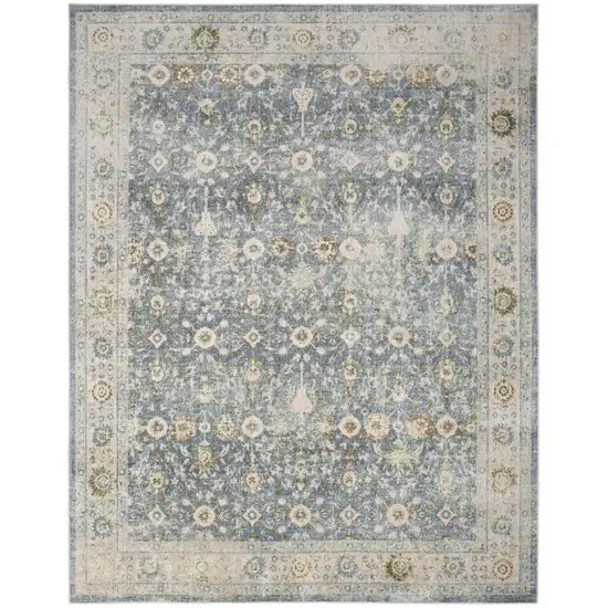 Silver Oriental Power Loom Washable Area Rug Photo 1