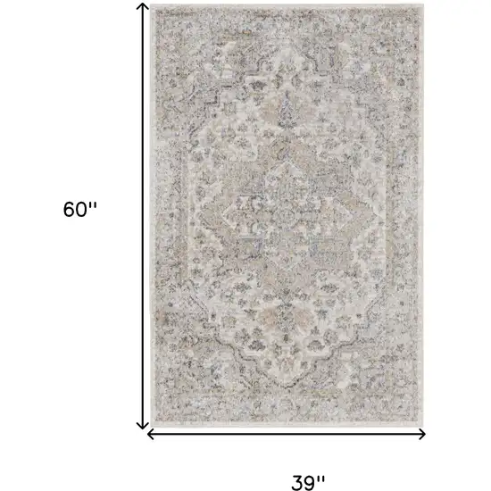 Silver Oriental Power Loom Washable Area Rug Photo 5