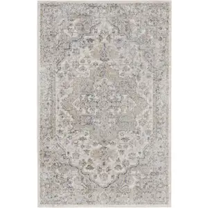 Photo of Silver Oriental Power Loom Washable Area Rug