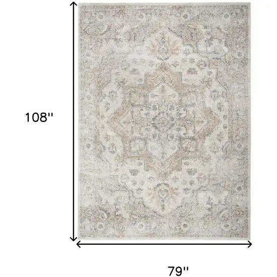 Silver Oriental Power Loom Washable Area Rug Photo 7