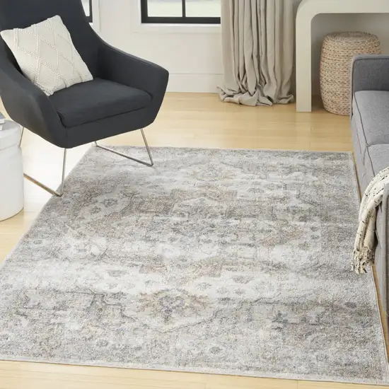 Silver Oriental Power Loom Washable Area Rug Photo 5