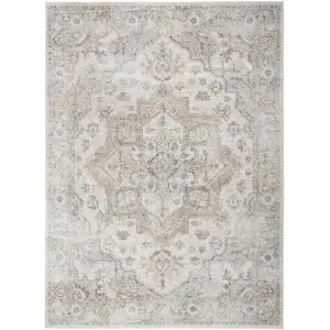 Photo of Silver Oriental Power Loom Washable Area Rug