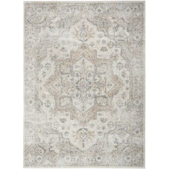 Silver Oriental Power Loom Washable Area Rug Photo 1