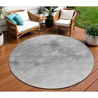 Photo of Silver Round Abstract Washable Non Skid Indoor Outdoor Area Rug