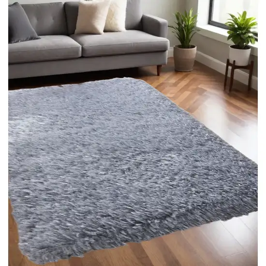 Silver Shag Hand Tufted Area Rug Photo 1