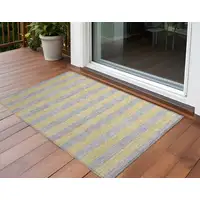 Photo of Silver Striped Washable Non Skid Indoor Outdoor Area Rug