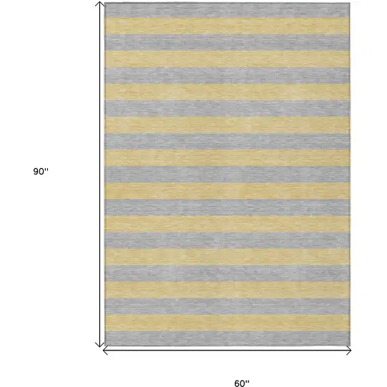 Silver Striped Washable Non Skid Indoor Outdoor Area Rug Photo 3