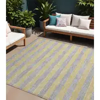 Photo of Silver Striped Washable Non Skid Indoor Outdoor Area Rug