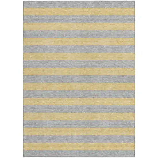 Silver Striped Washable Non Skid Indoor Outdoor Area Rug Photo 5