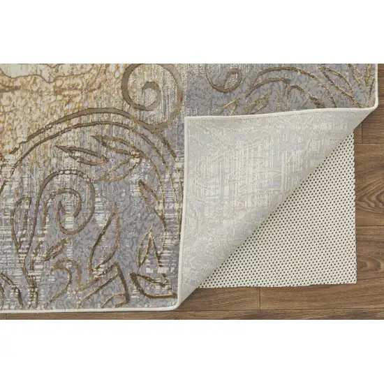 Silver Tan And Gray Floral Power Loom Area Rug Photo 3