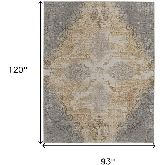 Silver Tan And Gray Floral Power Loom Area Rug Photo 7