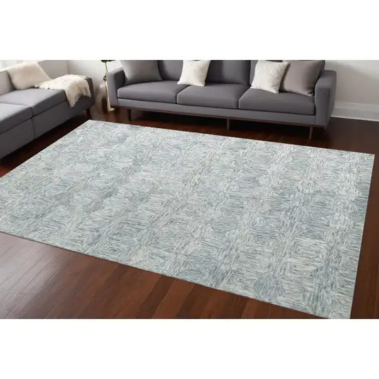 Silver Wool Geometric Hand Tufted Area Rug Photo 1