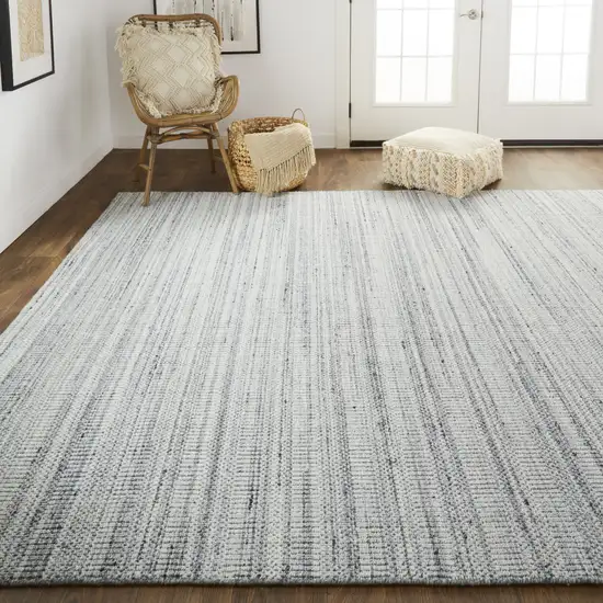 Silver Wool Hand Woven Stain Resistant Area Rug Photo 7