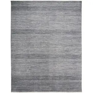 Photo of Silver Wool Striped Hand Knotted Area Rug