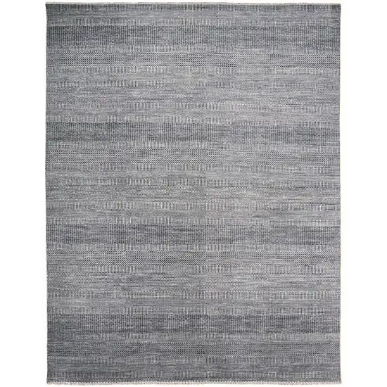 Silver Wool Striped Hand Knotted Area Rug Photo 1