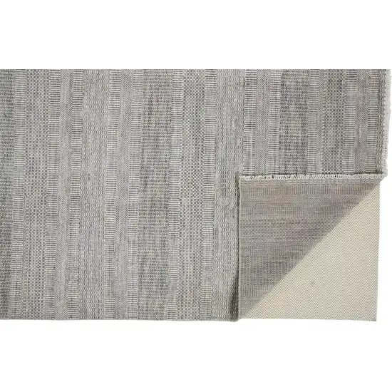 Silver Wool Striped Hand Knotted Area Rug Photo 4