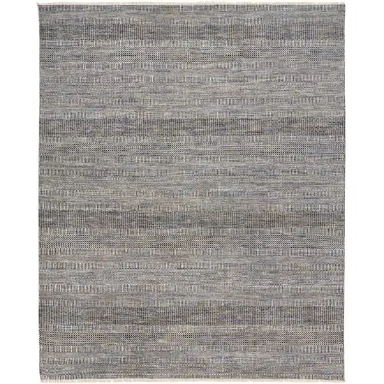 Silver Wool Striped Hand Knotted Area Rug Photo 1