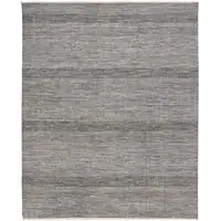 Photo of Silver Wool Striped Hand Knotted Area Rug