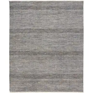 Photo of Silver Wool Striped Hand Knotted Area Rug